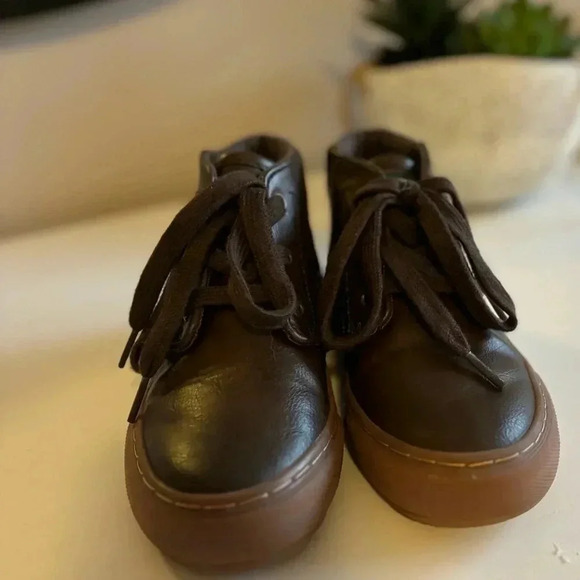 NWOT Ralph Lauren Boys Wyse Faux-Leather High Top Sneaker Brown Size 11 - Picture 3 of 7